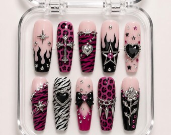 Y2k Lisa Frank Inspired Junk Nails Handmade Press on Nail Set - Etsy