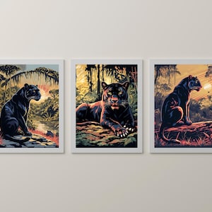 Black Panther  Wall Art, Wild Animal Print for Modern Home Décor, Big Cat Wall Décor, Elegant Panther Pop  Art, Wildlife Animal Art.