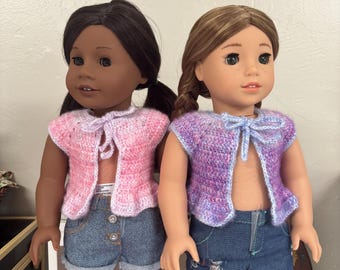 Crochet Front Tie Ruffle Top for 18 Inch Dolls
