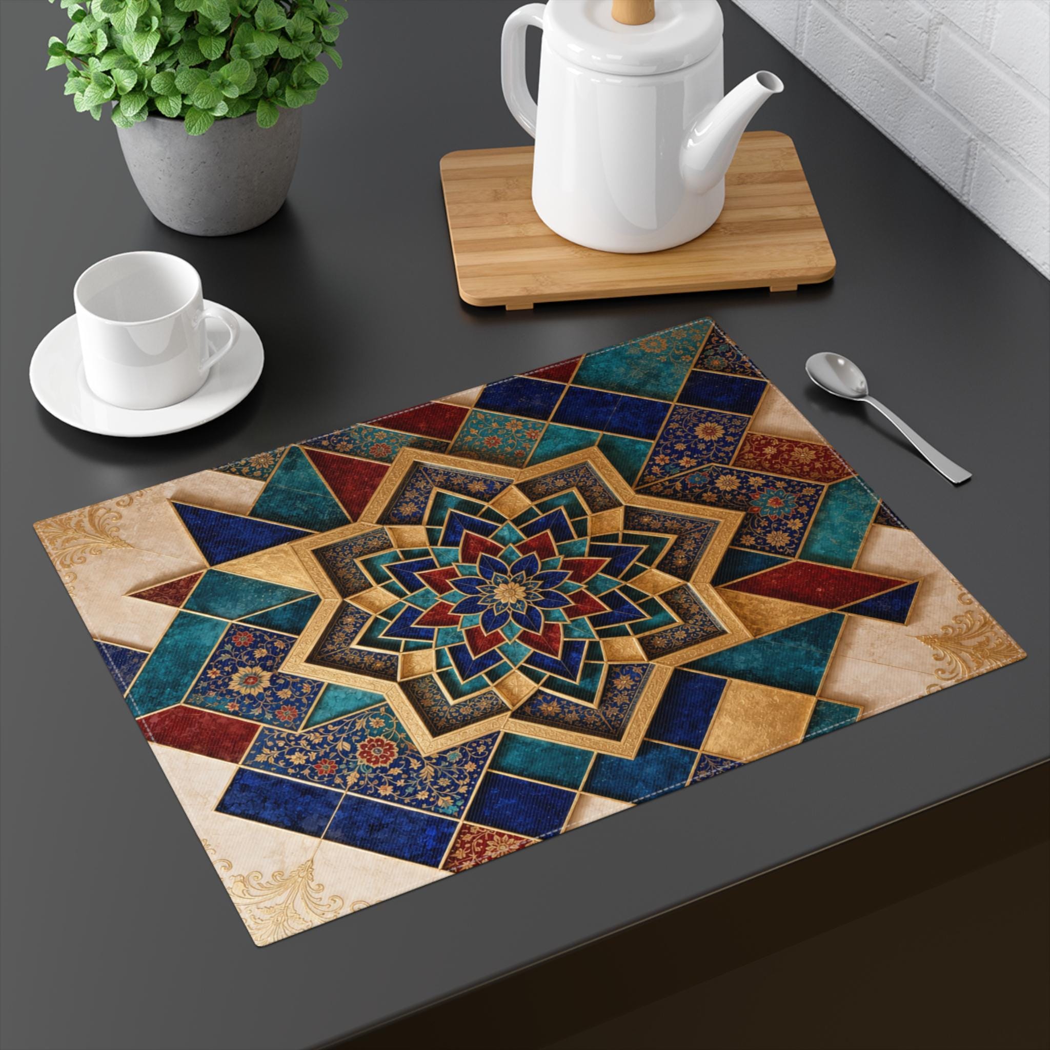 Geometric Mosaic Star Placemat | Tile Pattern Table Mat - Etsy