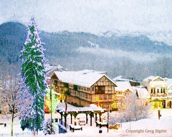 Winter Holiday in the Village: Fine Art Print Available in 5x7", 8x10", 11x14", 13X19”