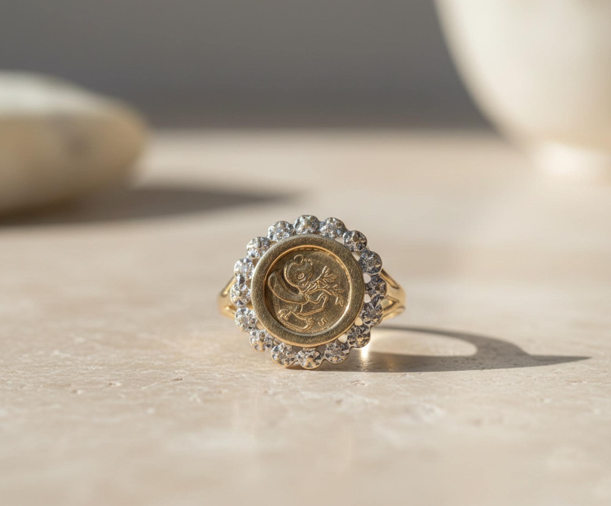 Cute Panda Rings Good Luck Panda Ring, Lucky Panda Coin Ring, Vintage Style Panda ...
