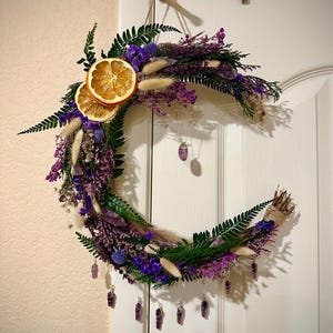 Dried flower and crystal wreath
