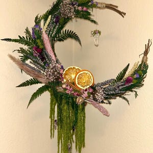 Dried flower and crystal wreath