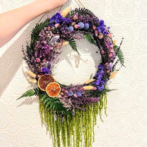 Dried flower and crystal wreath