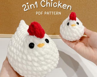 2in1 Mama & Baby Chicken – NO SEW – Easy Crochet Pattern PDF – Beginner-Friendly – Cute Amigurumi Stuffed Animal Toy