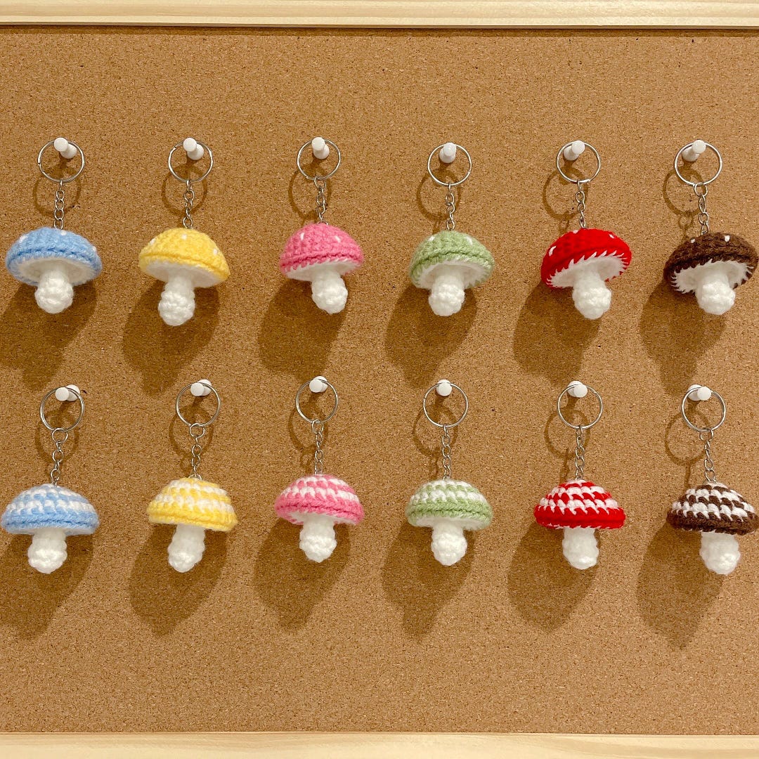 Mushroom Crochet Keychain - Etsy