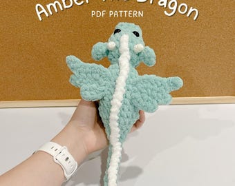 Amber The Dragon – LOW SEW – Easy Crochet Pattern PDF – Beginner-Friendly – Cute Amigurumi Stuffed Animal Toy