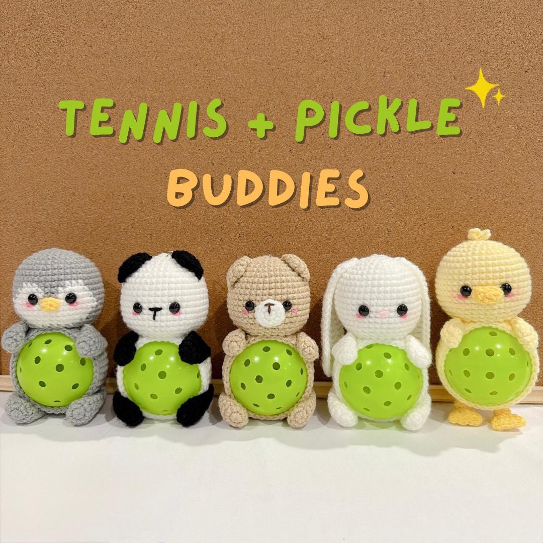 Tennis & Pickleball Buddies Crochet Keychain - Etsy