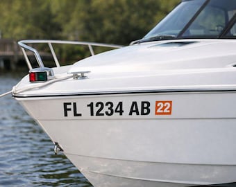 Custom Boat Registration Number Decals – Marine Grade Vinyl Stickers (Set of 2)