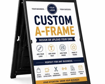 Custom A-Frame Sidewalk Sign – Double-Sided Display, Easy-Swap Inserts, Personalized Outdoor Board