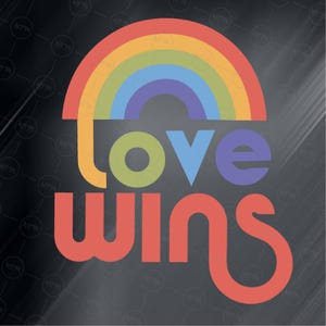 L'amour gagne le SVG - Design de chemise rétro Rainbow Pride - Téléchargement numérique par sublimation pour l'égalité LGBTQ