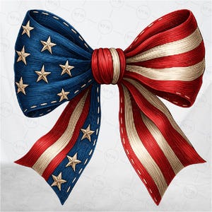 Fiocco bandiera USA PNG, sublimazione patriottica del 4 luglio, clipart retrò americana, download istantaneo