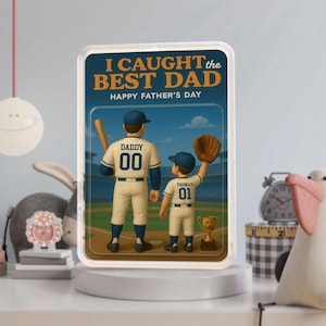 Custom Fathers Day Gift For Dad, I Caught The Best Dad Baseball Gift, Personalized Figure Acrylic Block, Baseball Dad Gift, Gift For Husband