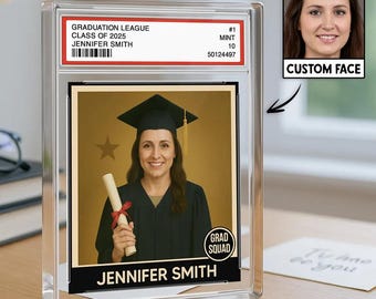 Personalized Graduation Acrylic Block With Picture, Custom Photo in Trading Card Style, A Unique Keepsake Gift for Your Favorite Graduate
