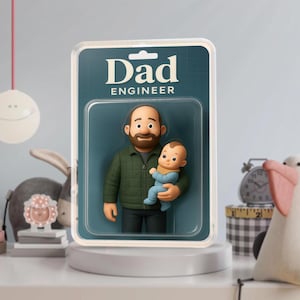 Custom Father&#39;s Day Gift For Dad, Personalized Photo Dad And Kids Action Figure Acrylic Block, Best Dad Ever Block Plaque, Gift For Husband