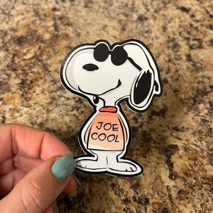 Joe Cool Snoopy Sticker – Waterproof Vinyl Peanuts Decal for Tumblers, Journals, Laptops, or Anyone Feeling Too Cool to Care