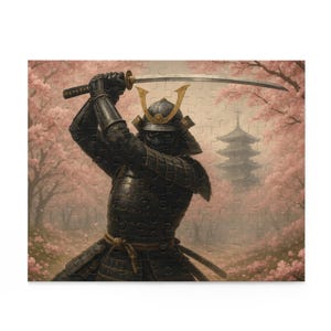 Japanese Samurai Bushido Cherry Blossom 500-Piece Jigsaw Puzzle – Edo Art,Japanese Art Puzzle,Puzzle Gift,Authentic Japanese Culture