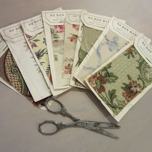 Antieke Au Bon Marche Stof Sample Card - Authentieke Franse Stof - Naaister Naaien Crafting DIY - Geïmporteerd uit Parijs