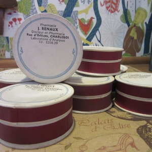 Caixas de presente de bugigangas francesas antigas vintage - Caixa de farmácia - Caixas de papel redondas em miniatura - Caixas de bugigangas - Mercado francês encontrar