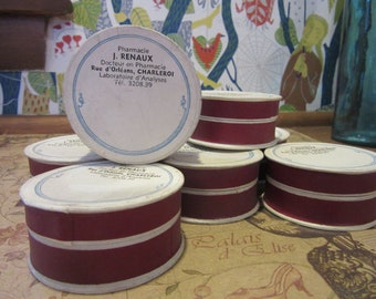 Old Vintage French Trinket Gift Boxes - Pharmacy Box - Miniature Round Paper Boxes -Trinket Boxes -French Market Find