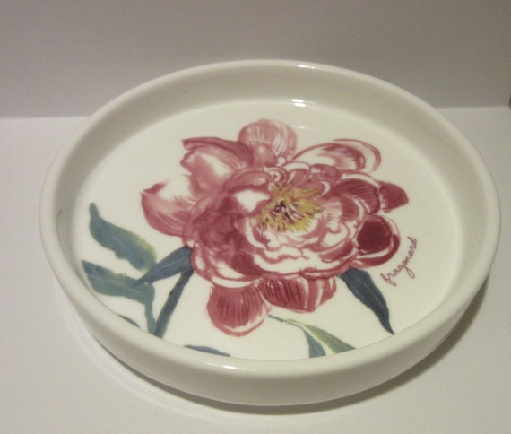 Fragonard French Porcelain Trinket Dish: Floral Soap Dish, Made in France
