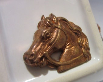 ONE Antique French Metal  Horse -Rare - Brass -  - Crafting -Cabochon Collecting - - Market Find -Paris - Rare Horse - Stunning Detail!