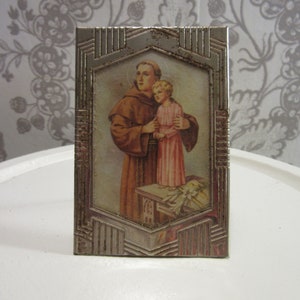 Antique Vintage Saint Religious Angel Saint Catholic Art Piece Relic - Unstamped - Original intact frame - Use in Farmhouse Decor - French