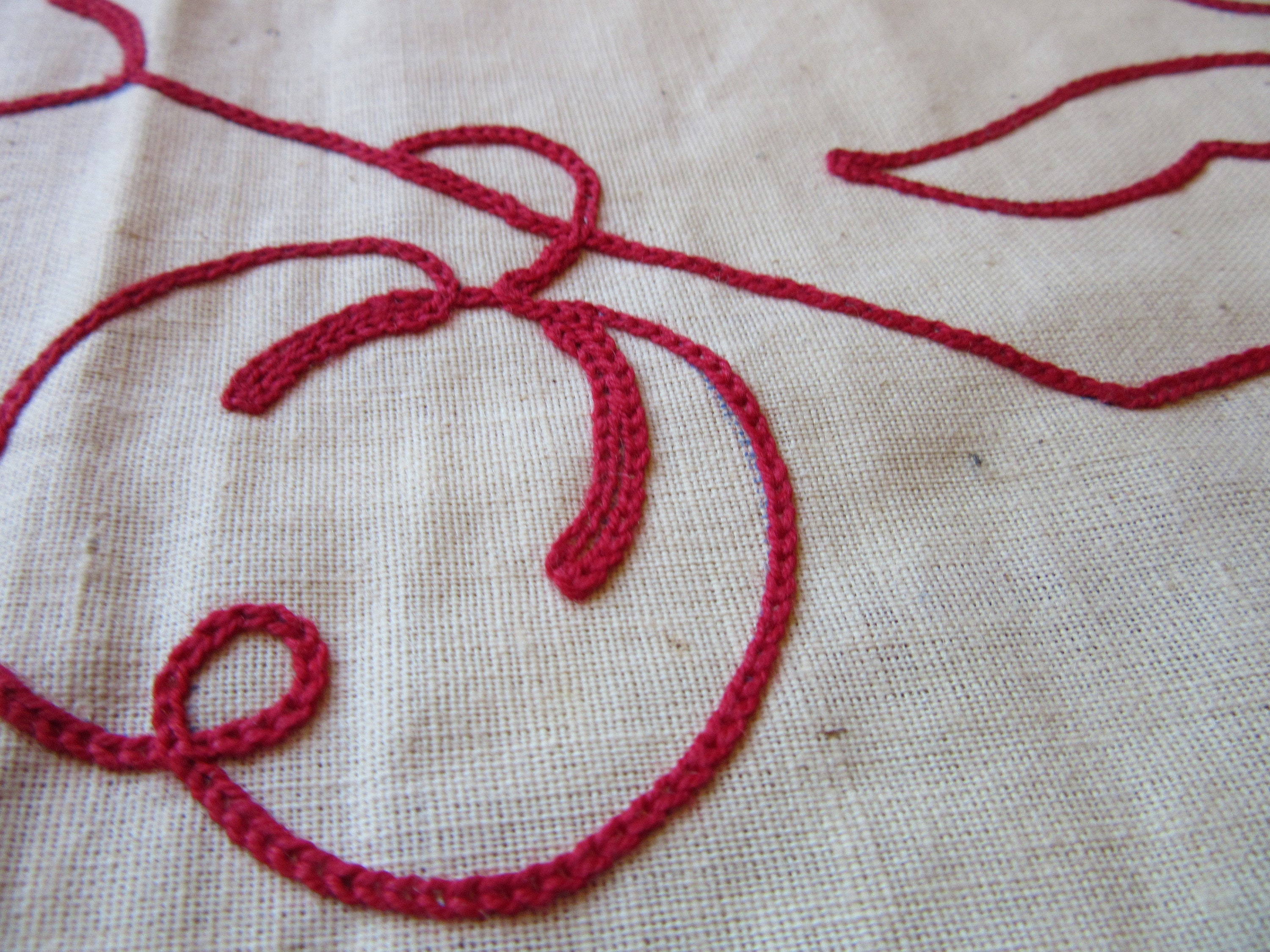 Linen Shelf Trim Embroidered Red Linen Trim Vintage Shelf Etsy