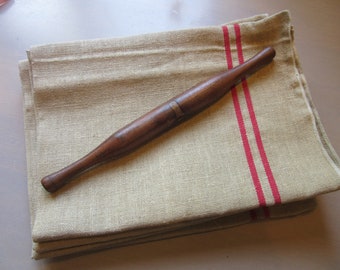 Rare and UNIQUE Find/French heavy-duty - Classic French - baguette hemp and linen red stripe/Read below about the history - An Amazing Linen