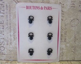 Vintage French Casein Buttons – c. 1970s / Full Card filled with 9 Playful Pacifier Plastic buttons/Novelty French Made Buttons