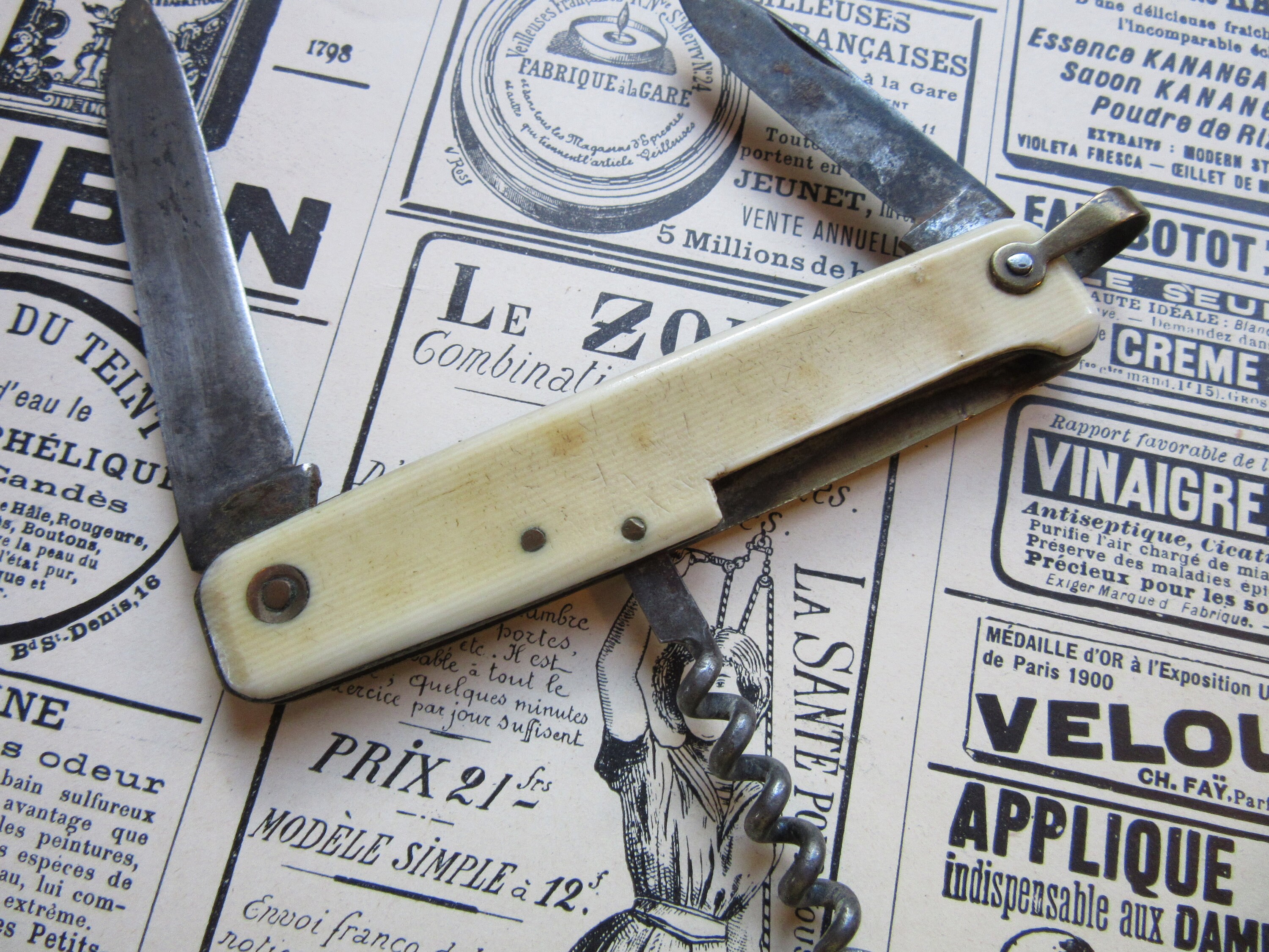 Vintage Pocket Knife Pradel Larger Folding Knife With 3 Etsy