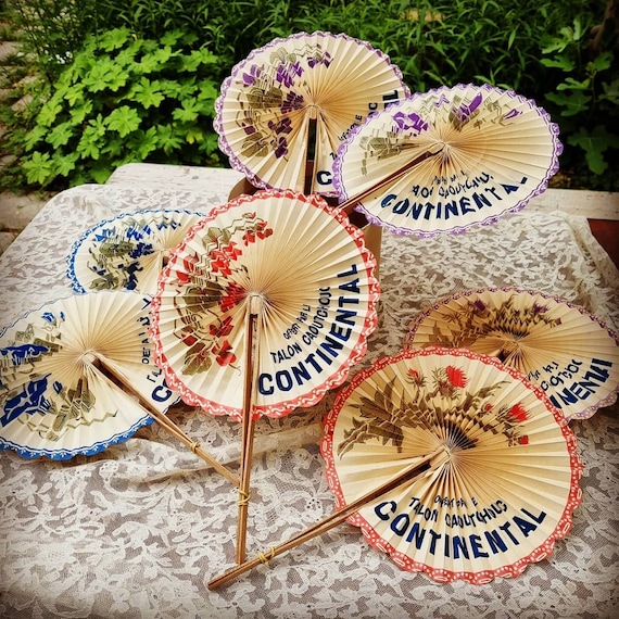 Antique French Ephemera Folding Advertising Fan - 