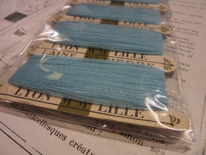 Vintage French Embroidery Ocean Blue Pure Wool Floss Made in France Imported from Paris