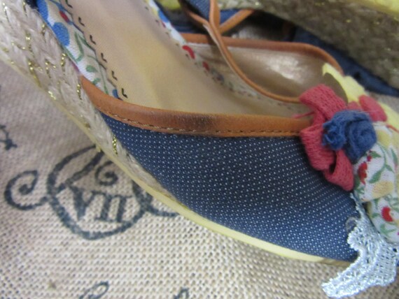 Vintage Canvas Summer Wedge Heel Strap Sandal Sho… - image 6