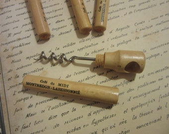 One French wooden vintage wine cork screw/Made in France Imported from Albi,  Advertising Art - Sommelier Collectible/Full working order