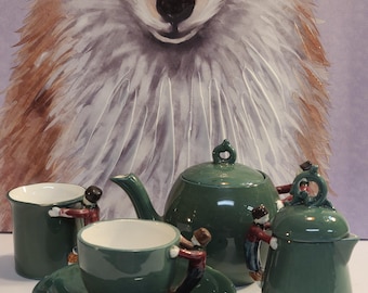 Zeldzaam antiek authentiek Holland Haarlem - antiek Nederlands keramiek kindertheeservies.