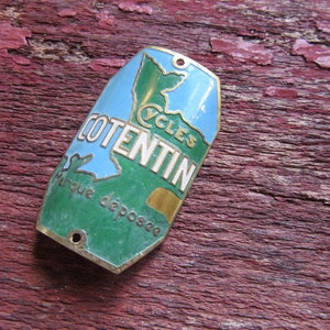 Vintage French Bicycle Badge/Brass from Cotentin France/Cycles Cotentin Marque Deposee/Vintage Trademarked