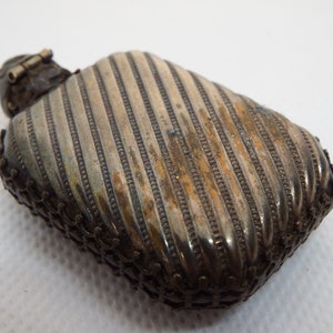 Authentic French Silver Travel Perfume Bottle/Glorious Detail/Working Lid, but No Stopper/Highly Collectible/Paris Market Find