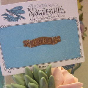 Bebe Charm! Brass Authentic Antique French Metal Charm on Original Card - Paris Market Find - RARE Find Gorgeous Details