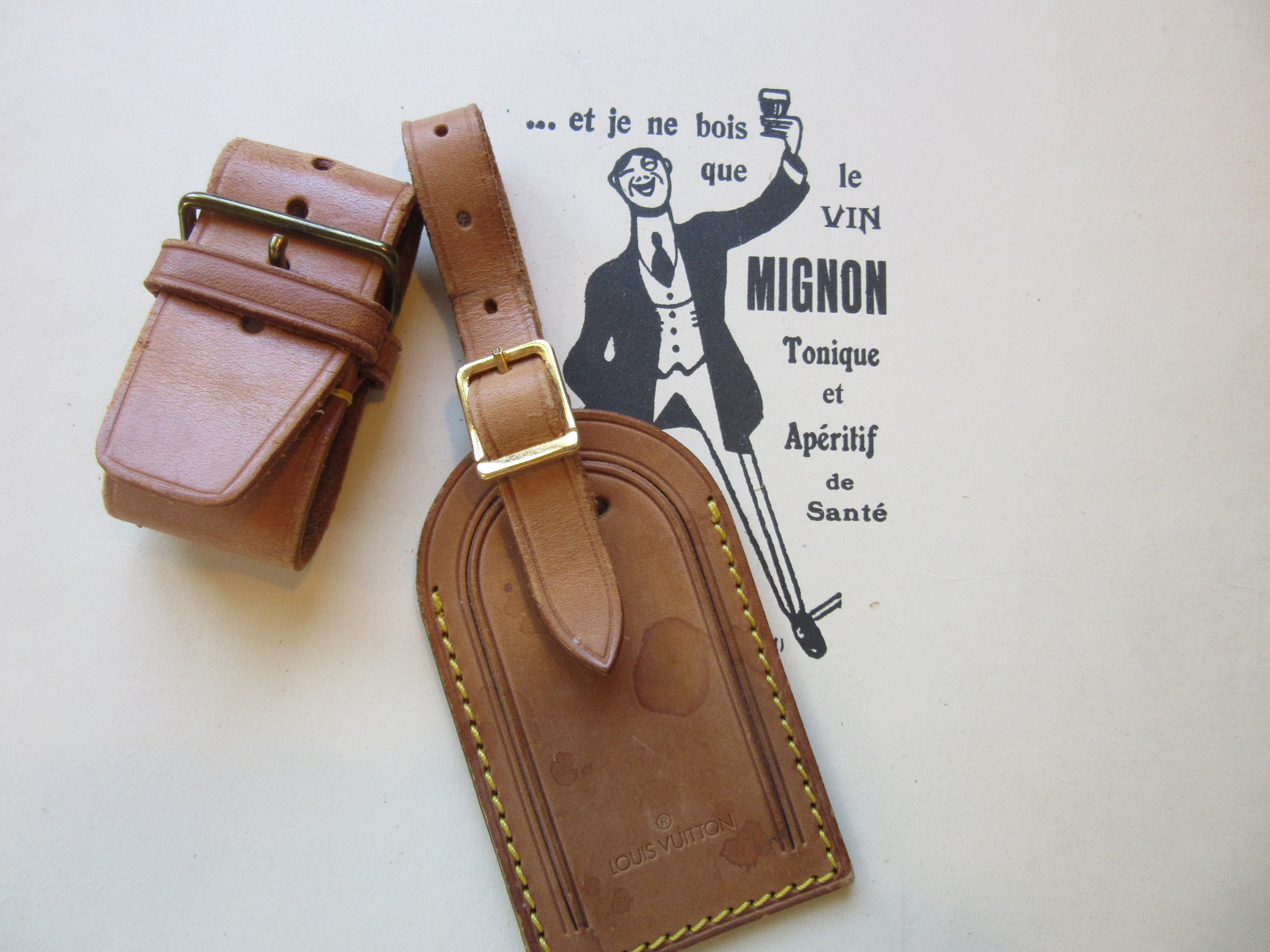 Rare choice 5 Louis Vuitton Luggage Tag Vintage Leather Made 