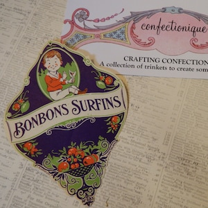 Authentic and Unused Vintage French Ephemera Bonbon Candy Label 1930s Paris/Ephemera/Patisserie