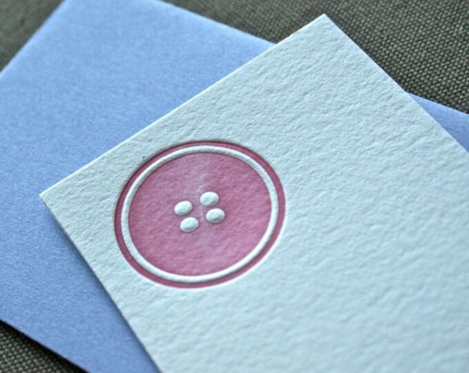 Button Letterpress Enclosure Card Etsy