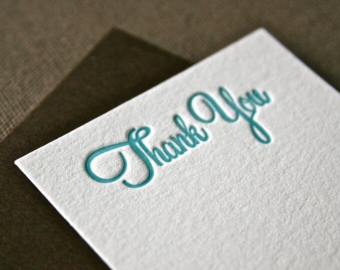 Thank You Letterpress Enclosure Card Etsy
