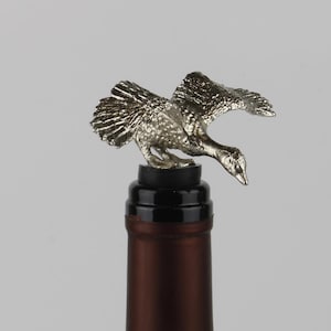 Handmade Flying Goose Wine Stopper - Sculptural Stainless Steel Bottle Plug -Special Gift for Wine Lovers - Unique Bar Accessory - Home Gift