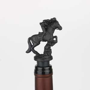 Luxury Horse Wine Stopper | Stainless Steel Equestrian Bottle Plug with Glass Base | Unique Barware Gift for Horse Lovers