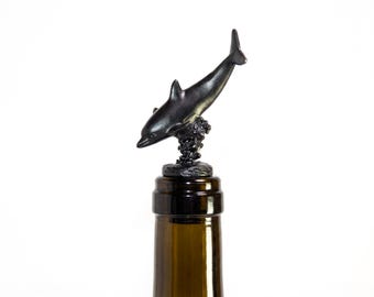 Handcrafted Dolphin Wine Stopper, Luxury Stainless Steel Ocean Barware, Unique Coastal Art Gift