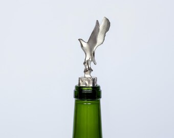 Handcrafted Abstract Eagle Wine Stopper, Sculptural Stainless Steel Bar Accessory, Unique Executive Gift