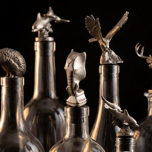 Conjunto de 3 rolhas de vinho personalizadas, utensílios de bar artesanais em aço inoxidável, para presente.