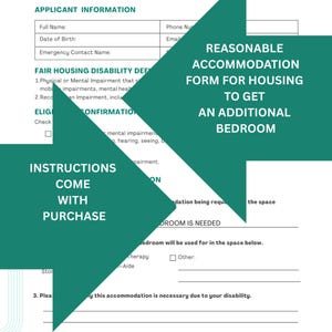 Reasonable Accommodation Request Form – Disability Housing PDF for Section 8, HCV, public housing, PHA | fair housing, ada template |Voucher